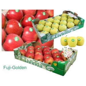MANZANAS DE SORIA: 2 Cajas de manzanas de 18 uds. Variedades FUJI y GOLDEN DELICIUS . Peso aprox. 9 kg